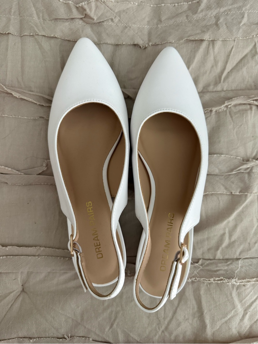 Dream Pairs White Pointed-Toe Slingback Flats